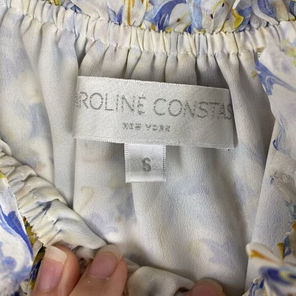 Caroline Constas Women's 100% Silk Tiered Mini Dress Size XS Long Sleeve Dahlia - Picture 3 of 9